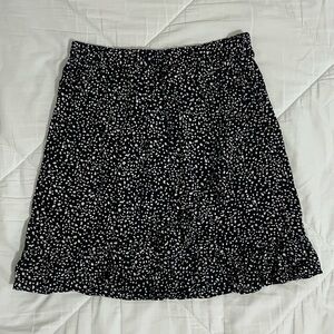 Black and White Floral High Waisted Skirt